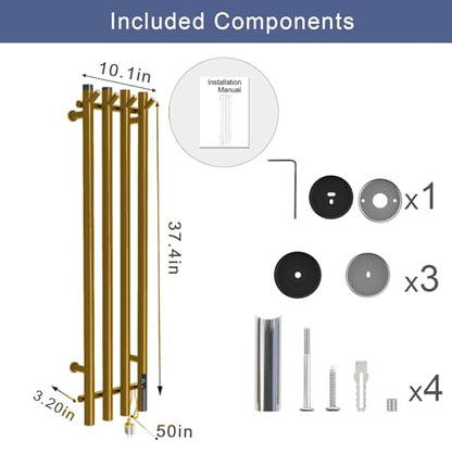 Heated Towel Rack, Towel Warmer with Timer, Wall Mounted hot Towel Warmer Rack for Bathroom, Hardwired or Plug-in Models Vertical Towel Heater (Gold) - color: Gold