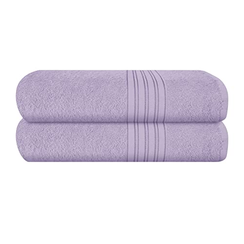 BOUTIQUO 100% Cotton 2 Pack Bath Towel Set 28x55 inches,Eco-Friendly Large Bath Towels,Compact Quickdry Lightweight Soft & Highly Absorbent Bath Towel, Ideal for Everyday Gym Travel Camp Pool - Purple - color: Purple, size: 2 Pack Bath Towel