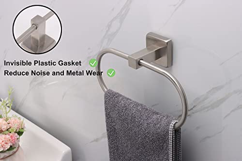 TocTen Towel Ring/Hand Towel Rack - Thicken SUS304 Stainless Steel Bathroom Hand Towel Holder Heavy Duty Unique Oval Hand Towel Hanger Wall Mounted for Bathroom Kitchen Sink (Brushed Nickel) - color: Brushed Nickel, size: 7.88 Inch without Shelf