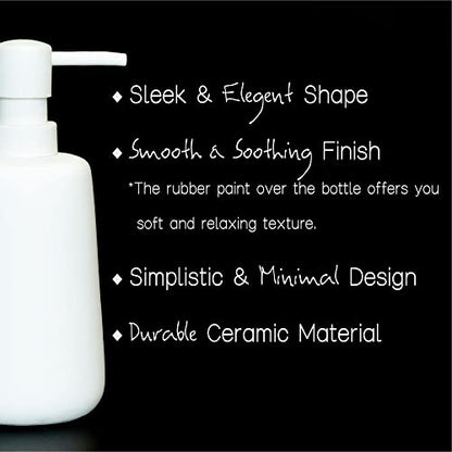 Soft Touch Matte White Ceramic Soap Dispenser 2 Pack, Minimal | Rubber Paint Finish, Smooth Relaxing Touch, Sleek Modern Shape, Elegant Countertop Accent, Minimal Bathroom And Kitchen Decor - color: Matte White 2 Pieces