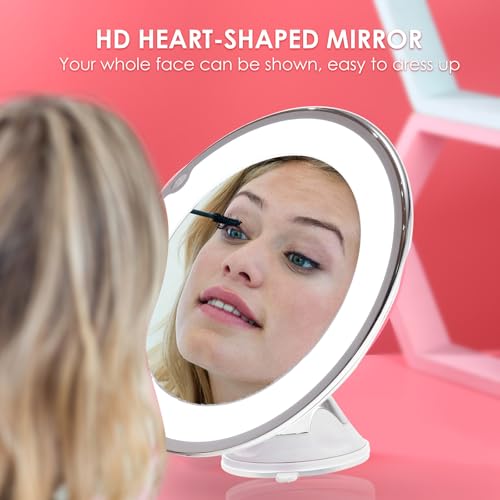 OSALADI 10x Magnifying LED Lighted Makeup Mirror with Suction Cup, 7-inch Bathroom Vanity Mirror for Detailed Cosmetics Application and Travel Use
