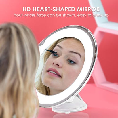OSALADI 10x Magnifying LED Lighted Makeup Mirror with Suction Cup, 7-inch Bathroom Vanity Mirror for Detailed Cosmetics Application and Travel Use