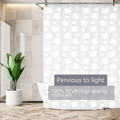 Clover Shower Curtain Liner 72 x 72, Plastic Waterproof 4G Lightweight Shower Liner for Bathroom, with Grommets Holes and 3 Heavy Duty Magnetic Weights - color: Clover