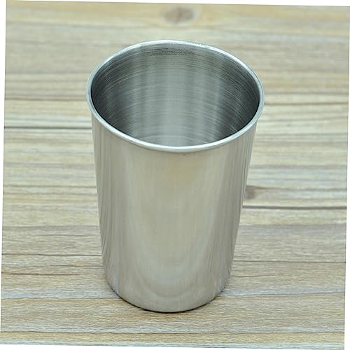 WOONEKY 2pcs Stainless Steel Water Tumbler Cups Versatile Bathroom Drinking Cups for Beverages Toothbrush Holder and Mouthwash Silver Finish