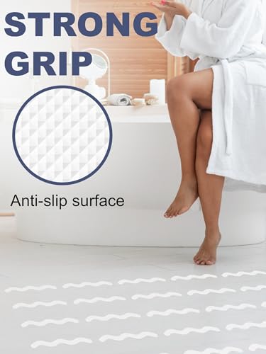 Secopad Patented 36 PCS Anti Slip Shower Stickers, Safety Bathtub Strips Adhesive Decals with Premium Scraper for Bath Tub Shower Stairs (White) - color: Whte