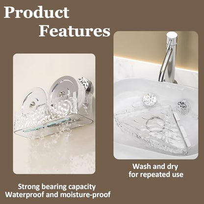 Shower Caddy Suction Cup, Wall Mounted Rack Organizer Removable Bathroom Shelf, No Drilling Larger Storage Rack Upgraded, Bathroom Suction Caddy - style: Large size, 1 piece