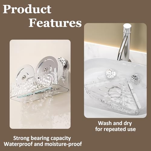 Shower Caddy Suction Cup, Wall Mounted Rack Organizer Removable Bathroom Shelf, No Drilling Larger Storage Rack Upgraded, Bathroom Suction Caddy - style: Large size, 1 piece
