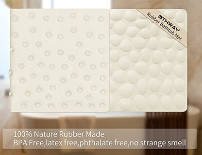 Non-Slip Bathtub Mat OTHWAY Soft Rubber Bathroom Bathmat with Strong Suction Cups (Beige) - color: Beige, size: 40" x 16" (Rectangular)