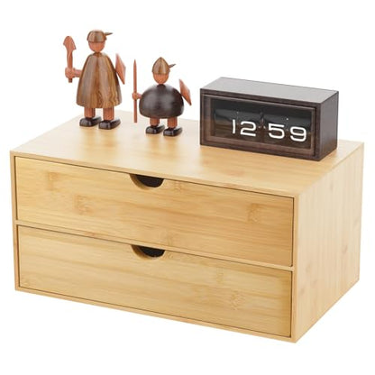 Neando Bamboo Desk Organizer with 2 Drawers, Wooden Countertop Drawers Organizer, Tabletop Storage Organization Box for Office & Home, No Assembly Needed - size: 2 Drawers