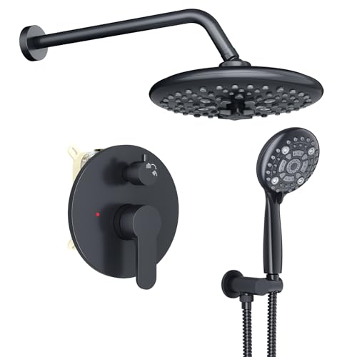 SR SUN RISE Shower Faucet - 10 Inch Multifunctional High Pressure Shower Head System with Handheld Shower Head Fixtures - Valve Included - Matte Black - color: Matte Black, size: 10 Inch
