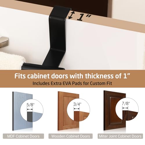 KES Over The Door Towel Rack, Over Cabinet Towel Bar Kitchen Bathroom Towel Holder Storage Dish Towel Holder, Over Cabinet Cupboard Door Towel Bar, Matte Black 2 Pack, KTH500S26-BK-P2 - color: Matte Black