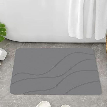 Matmend Bath Mat, Stone Bath Mat Diatomaceous Earth Quick Drying Non-Slip Shower Mats, Water Absorbing Rug Outside Shower, Diatomaceous Earth Stone Material (Grey) - color: Grey
