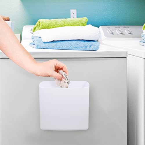 Picowe Magnetic Laundry Storage, Large Lint Holder Bin, Space-Saving Trash Container Hanging on Dryer, Washer or Wall Mount (Gray White) - size: L - White