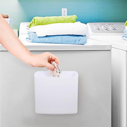 Picowe Magnetic Laundry Storage, Large Lint Holder Bin, Space-Saving Trash Container Hanging on Dryer, Washer or Wall Mount (Gray White) - size: L - White
