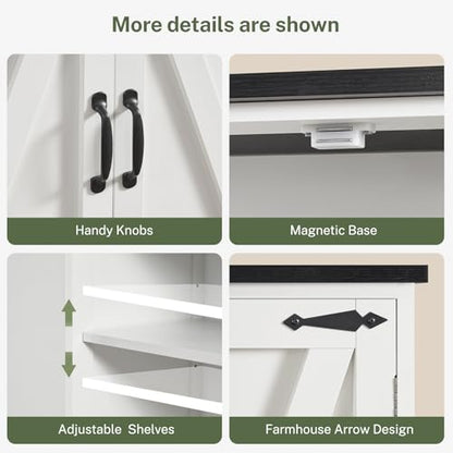 Tall Pantry Cabinet, Kitchen Cabinet with 4 Shelves, Adjustable Shelves, Pantry Cabinets with 4 Barn Doors, Tall Kitchen Cabinets for Dining Room, Living Room, White - color: White 4 Doors