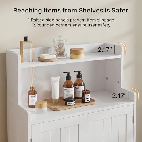 Gizoon White Bathroom Storage Cabinet Combo | Freestanding Tall Linen Tower + Floor Bathroom Cabinet with Adjustable Shelves, Multipurpose Organizer for Laundry, Kitchen