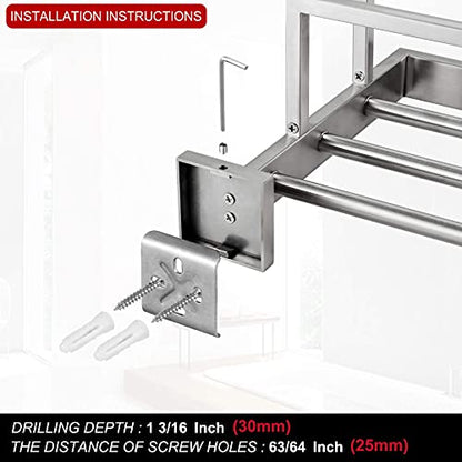 KOKOSIRI Towel Rack 24'' Bathroom Towel Shelves with Double Towel Bars SUS304 Stainless Steel Wall Mounted, Brushed Nickel, B6003BR - color: Brushed Steel, size: 24-Inch