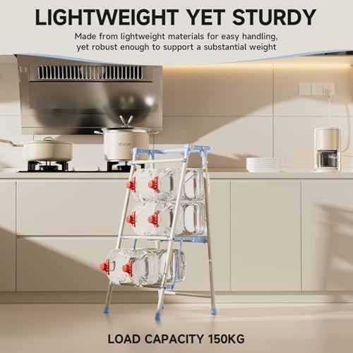 Foldable Toddler Tower, 2-in-1 Alloy Steel Kids Kitchen Step Stool & Adult 2-Step Ladder, Folding Kitchen Tower with Removable Safety Rail, Anti-Slip Steps for Kitchen & Bathroom - color: Soft Blue & Ivory