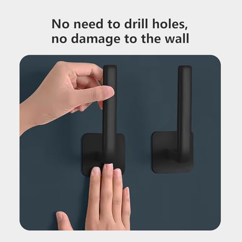 Strong Transparent Adhesive Hooks, 2-Pack No Drill, Removable Self-Adhesive Wall Hooks for Bathroom Damage-Free Hooks for Hanging Towels - color: Black 2-Pack