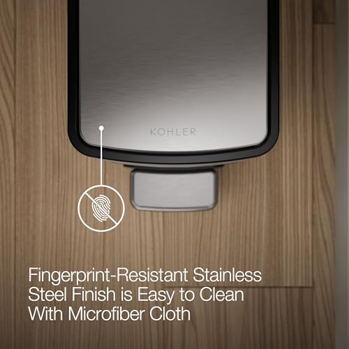 Kohler 1.6 Gallon Stainless Steel Bathroom Trash Can | 31319-ST, Small Waste Bin, Quiet-Close Lid, Hands-Free Foot Pedal - color: Stainless Steel, size: 1.6 Gallon - Step Can