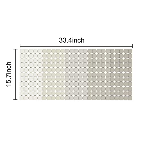 BEMISO Shower Mat Non Slip Bathtub Mat 33.4 x 15.7 Inch Large Size | Suction Cups,Drain Holes,Easy Dry,Easy to Cut - color: Gradient Beige, size: 33.4 x 15.7 inches