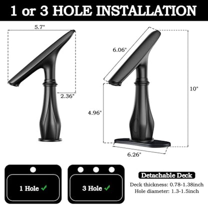 Touchless Bathroom Faucet, Matte Black Smart Motion Sensor Bathroom Sink Faucets 1 Hole with Cover Plate, Mixing Valve, Battery Powered for Commercial Lavatory, Home - color: Matte Black