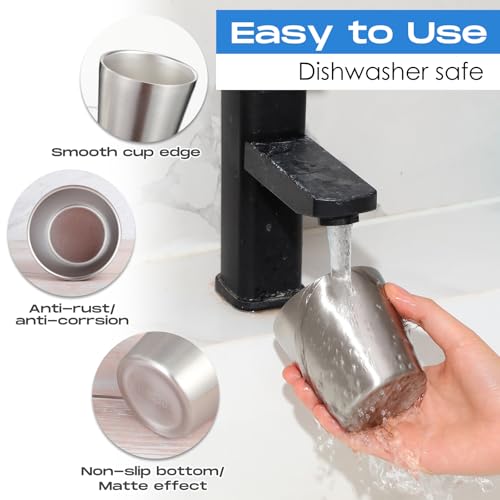Mimorou 8 Pack Stainless Steel Insulated Cup 5.9 oz Metal Tumbler Double Wall Vacuum Water Glasses Camping Reusable Mugs BBQ Home Office Party Coffee(Silver) - color: Silver, size: 5.9 oz