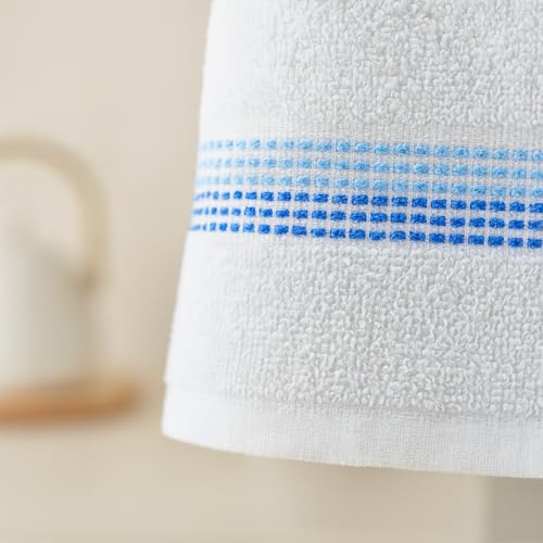 100% Cotton Washcloths 12x12 in, Blue (10 Pack) - color: Blue