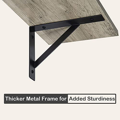 Long Wall Shelves, 31.5" Wall Mounted Shelves with Metal Brackets | Floating Book Shelves, Set of 2, Easy Assembly, Max Load 22lbs, Wall Storage Ledges, Living Room/Bathroom/Bedroom, Gray Wash - color: Grey Wash, size: 31.5 Inch