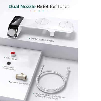 Self-Cleaning Retractable Non-Electric Dual Hidden Nozzle Bidet Attachment for Toilet Seat,Jet Spray for Toilet Bathroom Bidet Toilet Sprayer, Adjustable Water Pressure