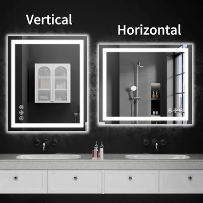 30"x36" LED Bathroom Mirror with Lights, Dimmable, Anti-Fog, Lighted Bathroom Vanity Mirror for Wall, Backlit + Front Lit, Memory Function, Shatter-Proof, Tempered Glass - size: 36"L x 30"W