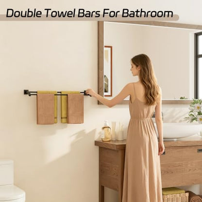 Alise Double Towel Bar,28" Towel Rack for Bathroom Wall Mounted,Matte Black | SUS304 Stainless Steel Bathroom Towel Holder, Quick Drying Towel Hanger Towel Rod, Useable Length 26.9" - color: Matte Black, size: 28-Inch(Joining Process)
