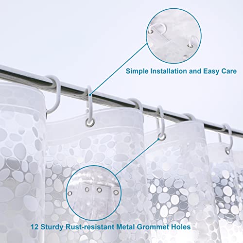NTBAY EVA Shower Curtain Liner, 72 x 72, 6 Gauge, Semi Clear Water Cube | Water-repellent EVA Liner with 3 Bottom Magnets, 12 Reinforced Grommets, and 12 Plastic Hooks - color: Clear Circle, size: 72"W x 72"L (Pack of 1)