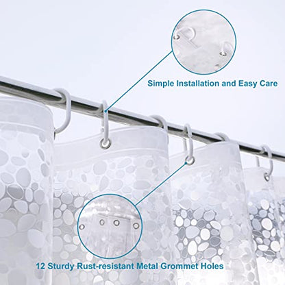 NTBAY EVA Shower Curtain Liner, 72 x 72, 6 Gauge, Semi Clear Water Cube | Water-repellent EVA Liner with 3 Bottom Magnets, 12 Reinforced Grommets, and 12 Plastic Hooks - color: Clear Circle, size: 72"W x 72"L (Pack of 1)