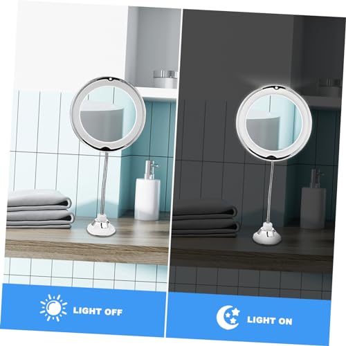 Ipetboom 10X Magnifying LED Makeup Mirror with Suction Cup Bathroom Tabletop Lighted Mirror for Cosmetics Adjustable Brightness Portable Design for Travel and Home Use - size: 40.00X20.00X8.00CM