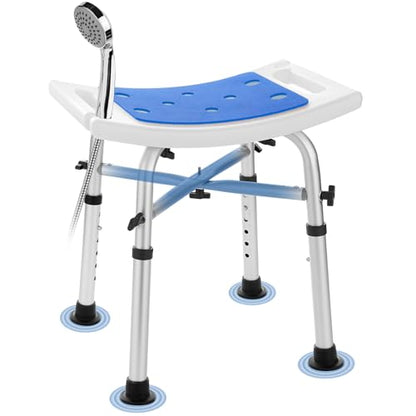Shower Chair Bath Stool Seat 350 Lbs | Height Adjustable Bath Bench with Padded Seat for Seniors,Shower Stool Chair for Inside Shower (Blue) - color: Blue
