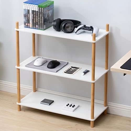 3-Tier Expandable Freestanding Open Bamboo Book Shelf - No-Tool Assembly & Modular,Bathroom Storage Shelf Unit Plant Stand for Small Space, Bedroom, Living Room, Home Office (White, 3-Tier) - color: White 3-tier-1