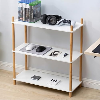 3-Tier Expandable Freestanding Open Bamboo Book Shelf - No-Tool Assembly & Modular,Bathroom Storage Shelf Unit Plant Stand for Small Space, Bedroom, Living Room, Home Office (White, 3-Tier) - color: White 3-tier-1
