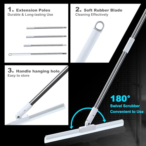Rubber Squeegee Broom for Floor,62" Long Handle Window Squeegee, Silicone Pet Hair Remover,Magic Broom for Indoor Cleaning,Cleans Glass, Hair, fine dust, Liquids, Suitable for Smooth Floors, Rugs - size: Large (1 in 1)