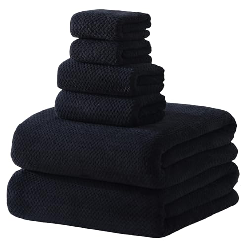 40x80 Inches Bath Sheets Towels for Adults Oversized Bath Towels Extra Large Luxury Super Soft Absorbent Quick Dry Microfiber (Black,6PCS) - color: 09_black, size: Bath Sheets Set-6PCS