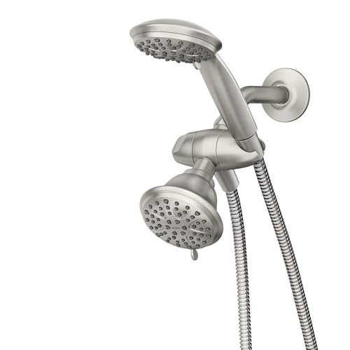 Moen Attune Dual Shower Head with Handheld Sprayer Combo, 6 Handheld Spray Settings & 8 Function Shower Head, Spot Resist Brushed Nickel Finish, 218C0SRN - color: Brushed Nickel
