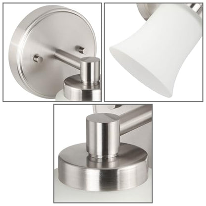 XiNBEi Lighting Wall Sconce Light Bathroom Vanity Fixture Brushed Nickel | Modern Small Bathroom Light Fixture, Single Wall Light, White Glass Shade, For Hallway Bedroom Kitchen Stairway - color: Brushed Nickel, size: 5"