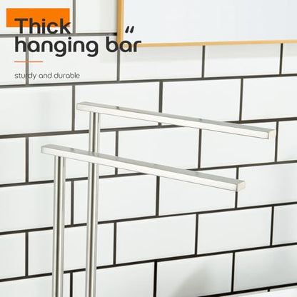 Free Standing Towel Rack Brushed Nickel 2-Tier Hand Towel Bars for Bathroom Vanity Countertop with Thicken Steady Marble Base, Stainless Steel AN7003BR - color: Brushed Nickel, size: 2-Bar