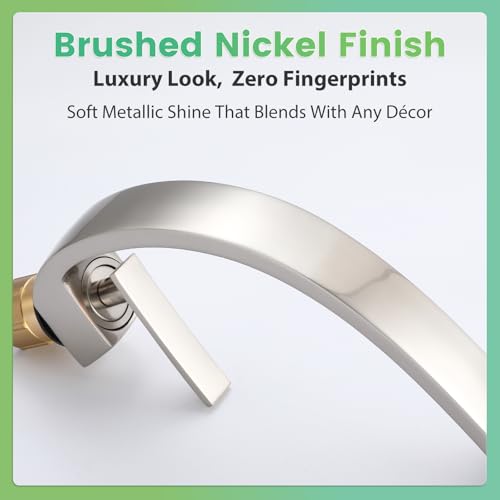 Modern Brushed Nickel Bathroom Sink Faucet, Single Hole with Deck Plate | Premium Solid Brass, NSF Certified, Single Handle, Fits 1 or 3 Hole with Supply Lines, for RV, Farmhouse & Commercia - color: Brushed Nickel