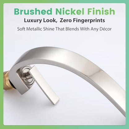 Modern Brushed Nickel Bathroom Sink Faucet, Single Hole with Deck Plate | Premium Solid Brass, NSF Certified, Single Handle, Fits 1 or 3 Hole with Supply Lines, for RV, Farmhouse & Commercia - color: Brushed Nickel