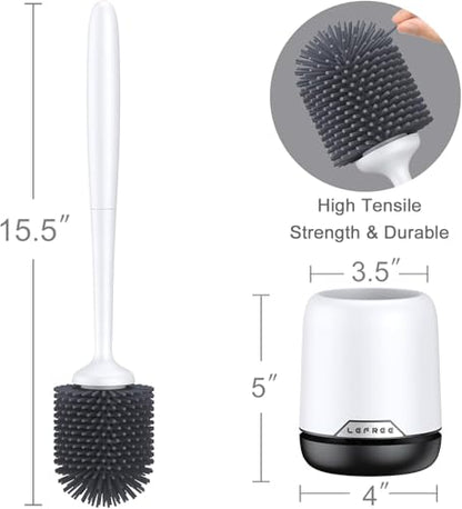 Toilet Brush Set with Ventilated Holder - 3 Packs, Silicone Toilet Bowl Brush - Floor Standing & Wall Mounted Scrubber - color: Black, size: 3 Pack