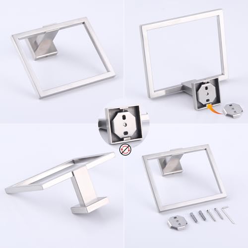 GERZWY Bath Towel Holder SUS304 Stainless Steel Towel Hanger Towel Ring for Bathroom Lavatory Wall Mount Contemporary Style, Brushed Finish JG1906-LS - color: Brushed