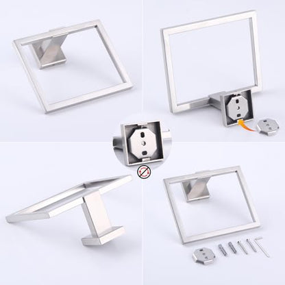 GERZWY Bath Towel Holder SUS304 Stainless Steel Towel Hanger Towel Ring for Bathroom Lavatory Wall Mount Contemporary Style, Brushed Finish JG1906-LS - color: Brushed