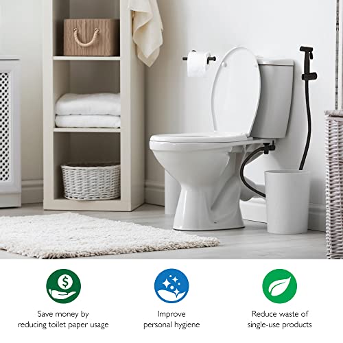 Handheld Single-Function Bidet Sprayer, Dual Mount, 48-Inch Stainless Steel Hose, Easy Install, Toilet Hygiene Solution – Design House, 583906 - color: Matte Black