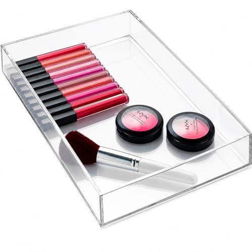 iDesign Clear Drawer Organizer | Plastic Tray, Makeup Storage, Bathroom Vanity, Dresser or Desk - size: XL
